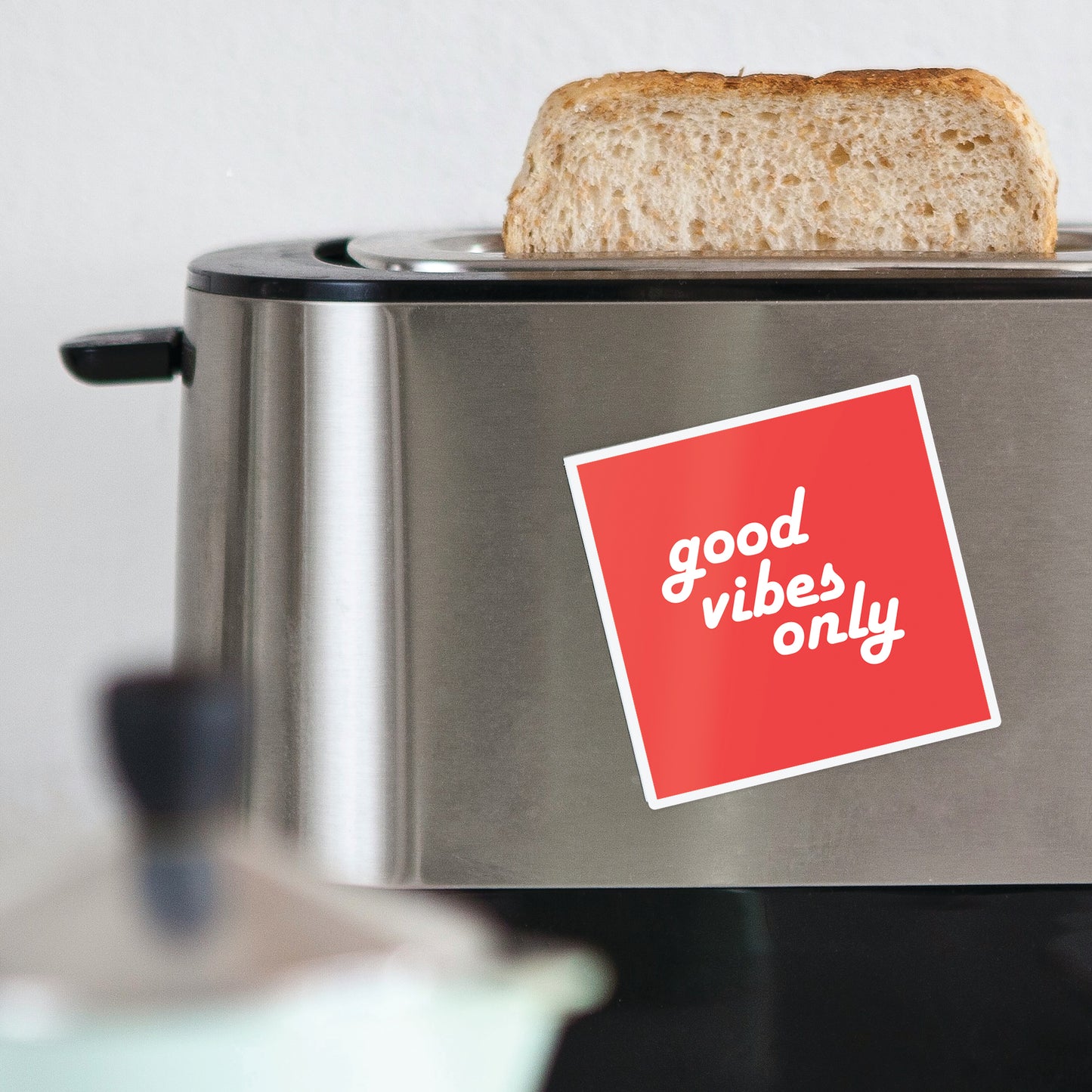 Good Vibes Only sticker, Positivity, Energy, Statement of intent, Mantra, High spirit, Square sticker, Zen, Red