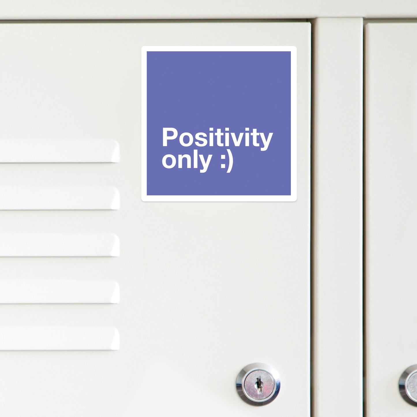 Positivity Only :-) sticker, Good vibes, Square sticker, Glass half full, Energy, High spirit, Square sticker, Zen, Blue